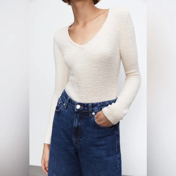 NWOT Zara Textured Knit Bodysuit - Picture 3 of 9